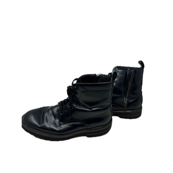 H&M Black Combat Boots Faux Leather Mens 10.5 - Picture 2 of 8